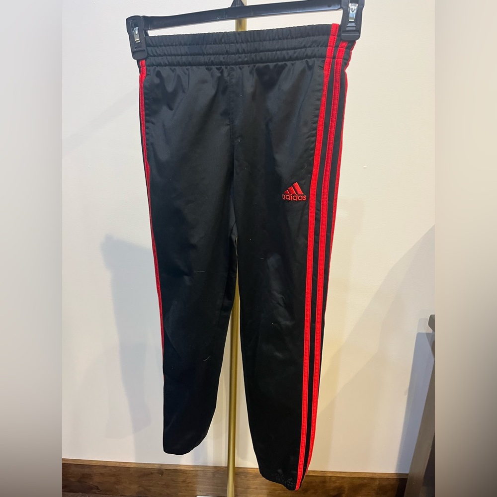 Adidas Kids Black Joggers with Red Accents